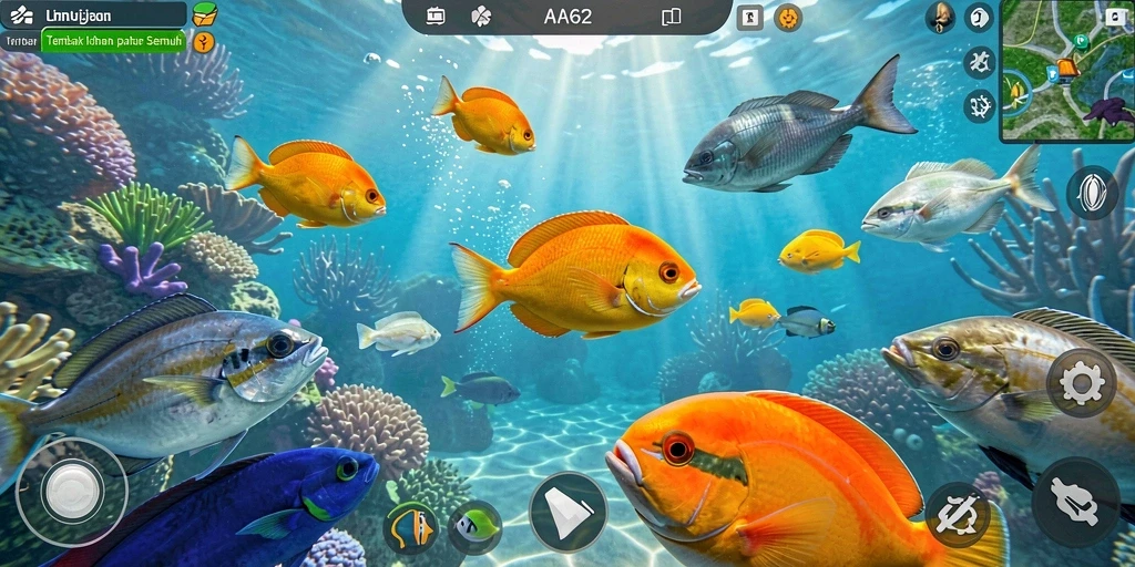 Tampilan gameplay seru dalam game Tembak Ikan AA62.