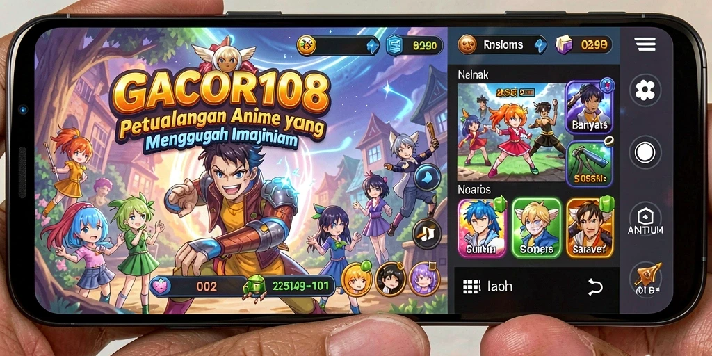 Screenshot gameplay GACOR108 menampilkan karakter anime yang epik.