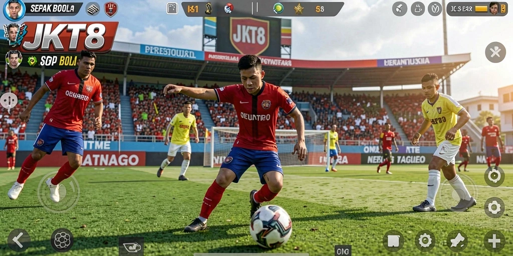 Tampilan gameplay menarik dari game sepak bola JKT8.