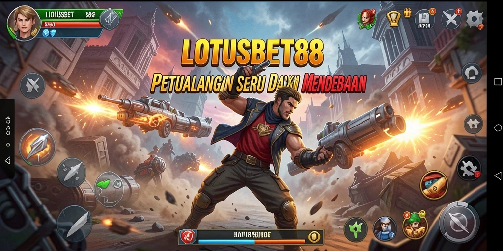 Screenshot LOTUSBET88 menampilkan pertempuran aksi yang intens dan mendebarkan.