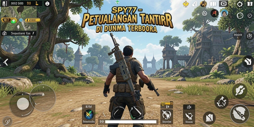 Screenshot gameplay SPY77 menampilkan keindahan dunia terbuka yang luas.