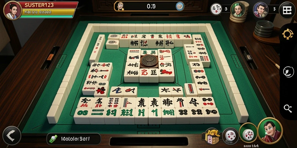 Tampilan gameplay SUSTER123 menyajikan suasana Mahjong yang menawan.